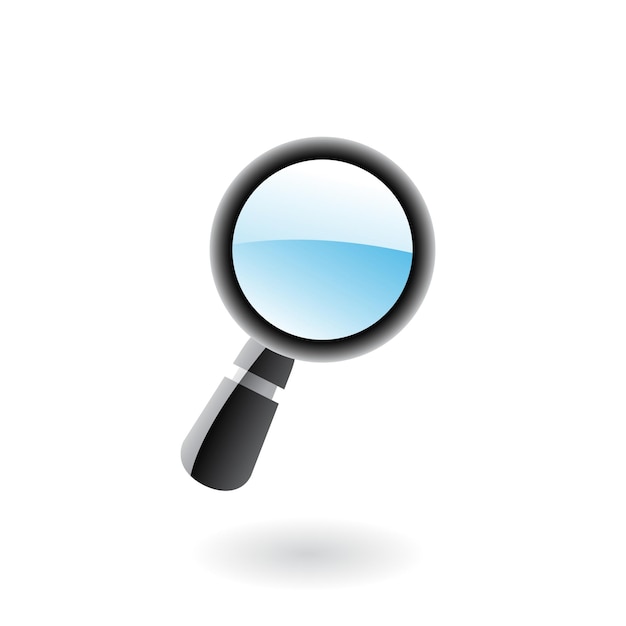 Vector black glossy magnifier icon