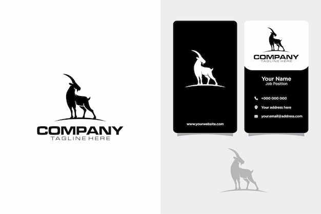 Black goat shilouette logo with business card