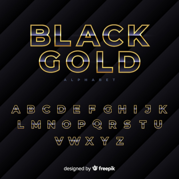 Vector black and gold alphabet
