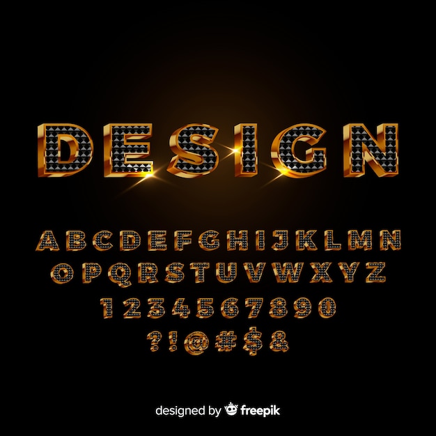 Vector black and gold alphabet