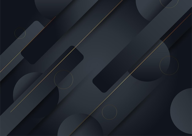 Vector black gold background. vector luxury tech background. stack of black paper material layer with gold stripe. arrow shape premium wallpaper