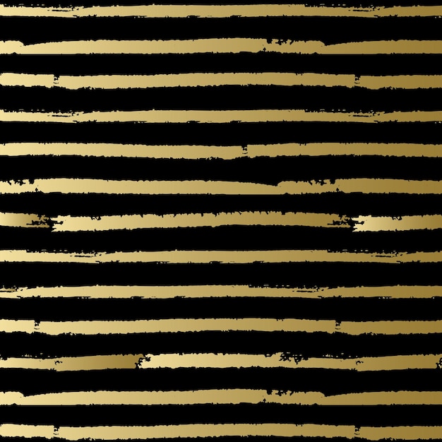 Vector black and gold brush lines striped pattern