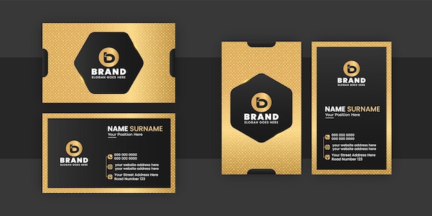 Vector a black and gold business card with the word brand on it.