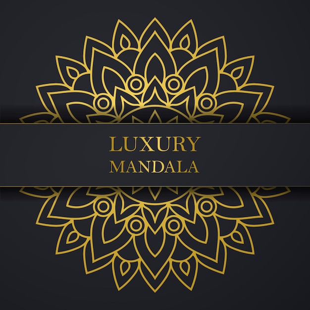 A black and gold card with a black background and the word luxury mandala.