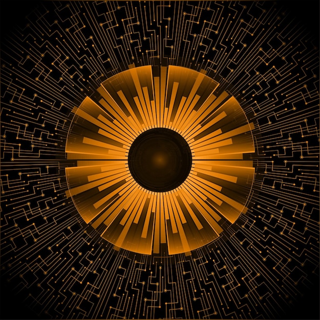A black and gold circle with a sunburst in the center.