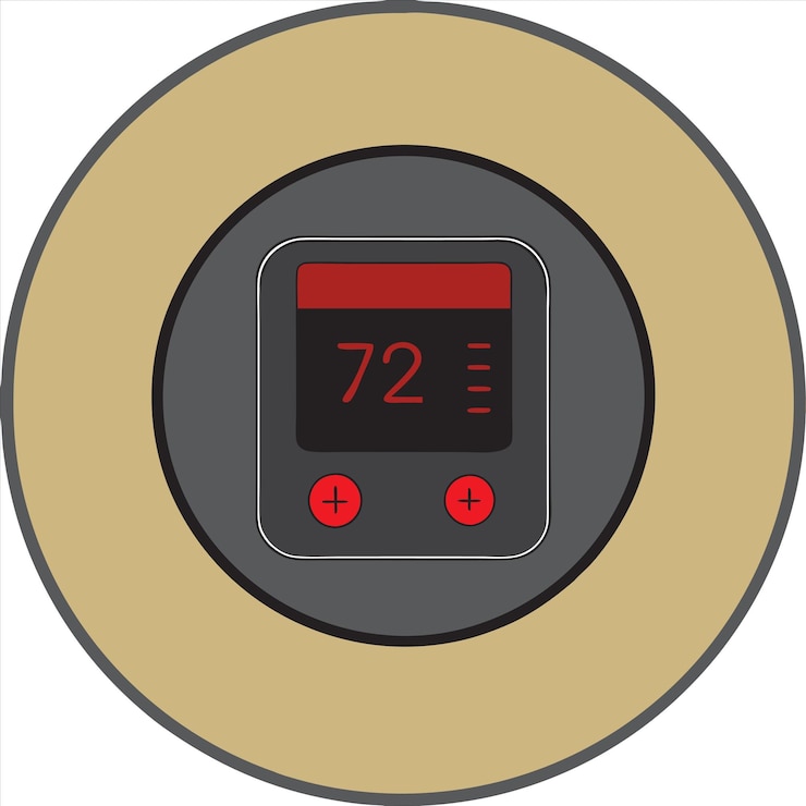 Vector a black and gold clock with the word temperature on it