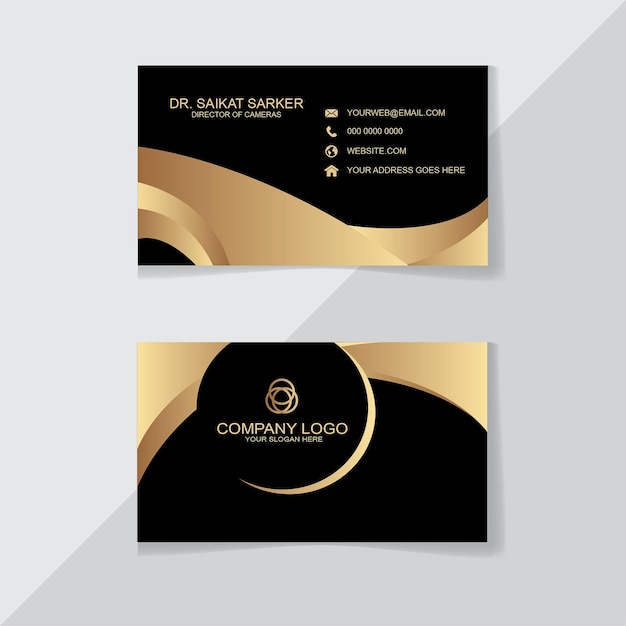 Black and gold color gradian modern luxury business card template