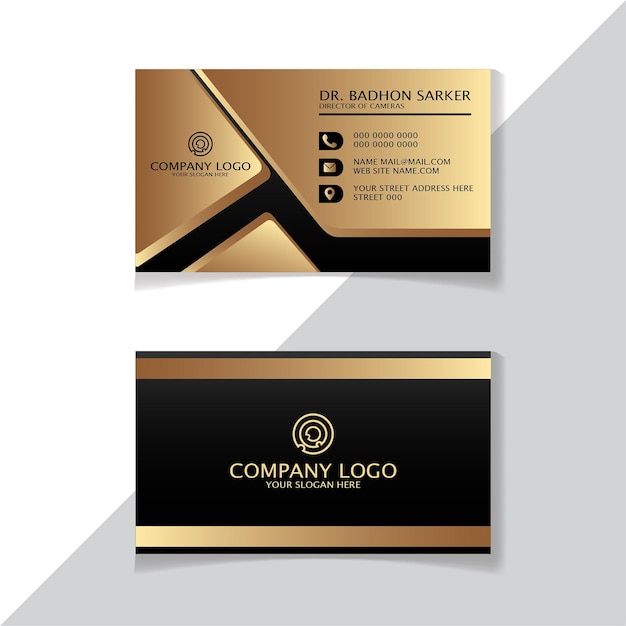 Черный и золотой цвет современный роскошный дизайн визитной карточки