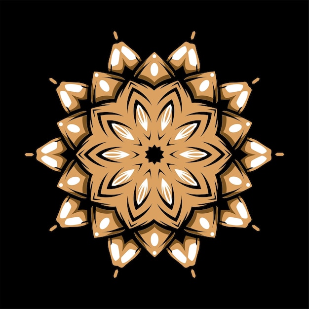 A black and gold design with a gold design and a white circle in the middle.