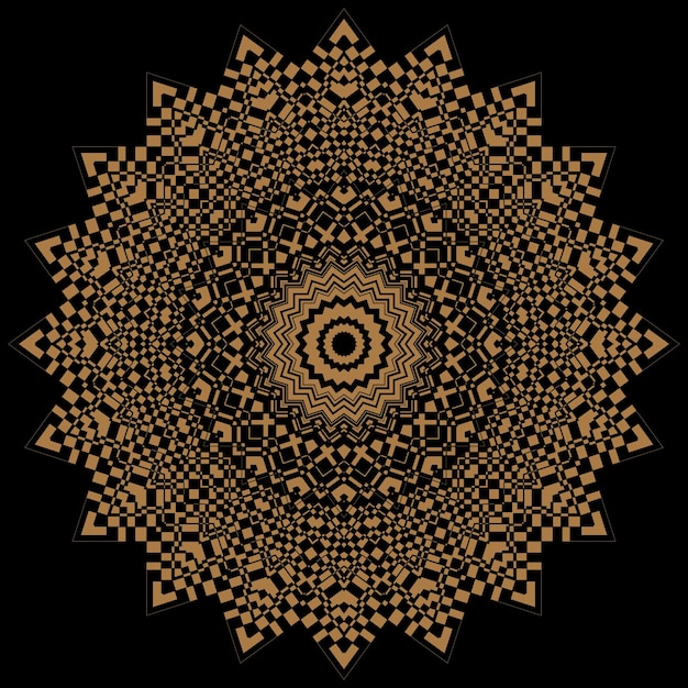 A black and gold design with a gold flower on it