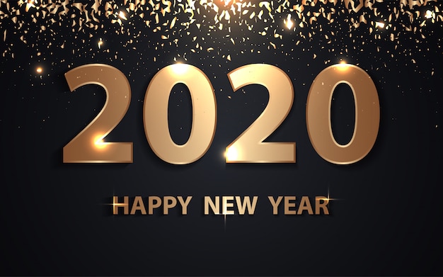 Black and gold happy new year background with sparkle element