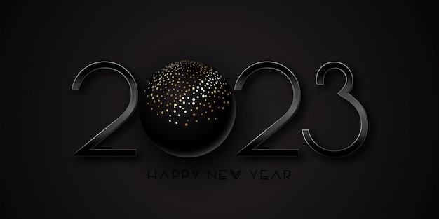 Black and gold happy new year banner design