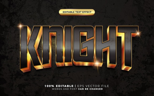 Black gold knight esport 3d effect template editable text effect