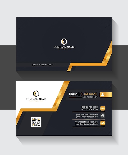 Vector black and gold line style luxury business card template professional visiting card design layout