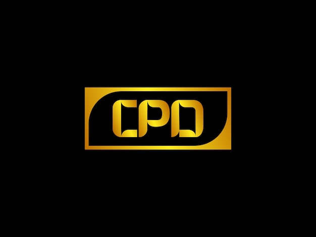 A black and gold logo for cpd.