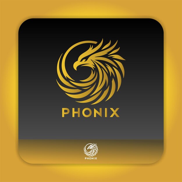 Vector a black and gold logo for a phoenix