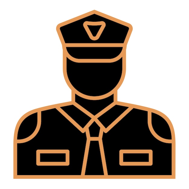 a black and gold logo of a police officer