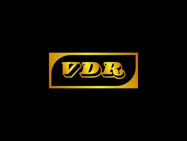 A black and gold logo for vdr.