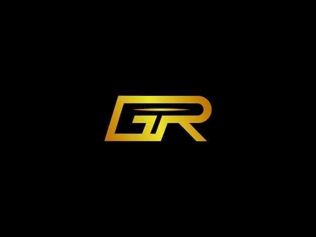 A black and gold logo with the letter gr on it