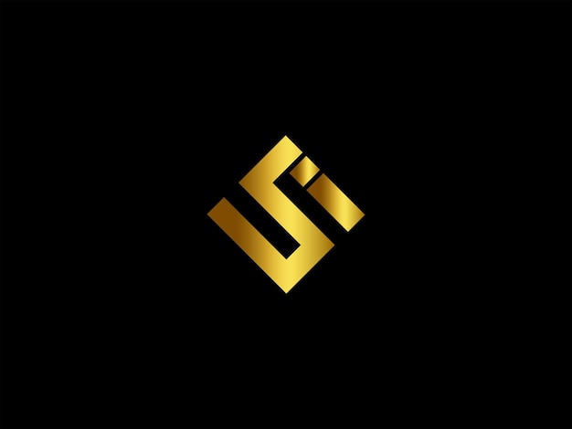 Black and gold logo with the letter s on a black background