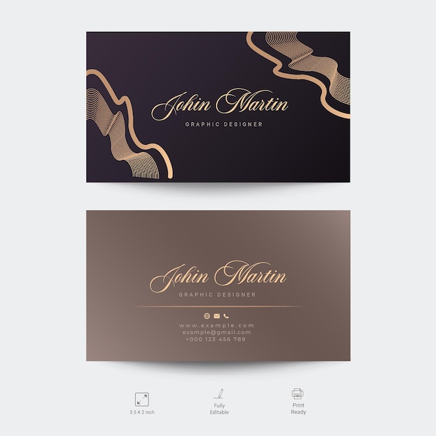 Vector black and gold luxury business card template with abstract geometric pattern