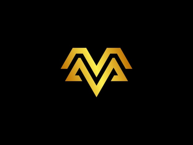 A black and gold m logo with a black background