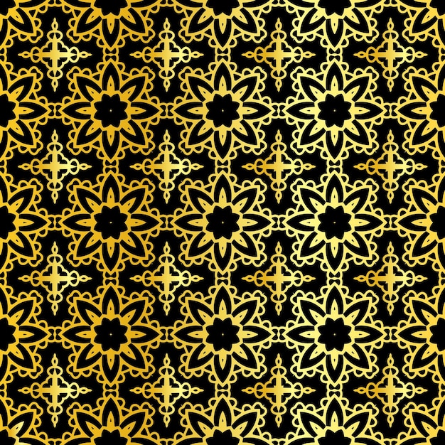 Vector black and gold ornament pattern design simple seamless background ready to print