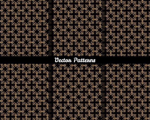 A black and gold pattern with the words vector patterns.