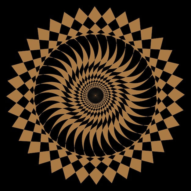 A black and gold picture of a circle with a gold star on it