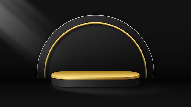 Vector black and gold podium background