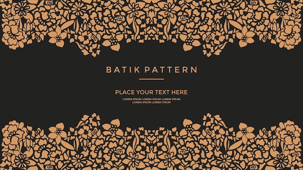 A black and gold poster with a batik pattern.