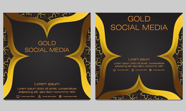 Vector black gold social media post template