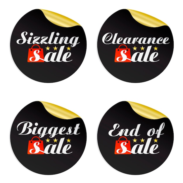 Black gold stickers sizzlingclearancebiggestend of with red packageVector illustration