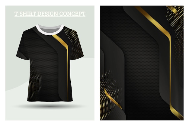 벡터 블랙 골드 스트라이프 추상 셔츠 디자인 컨셉