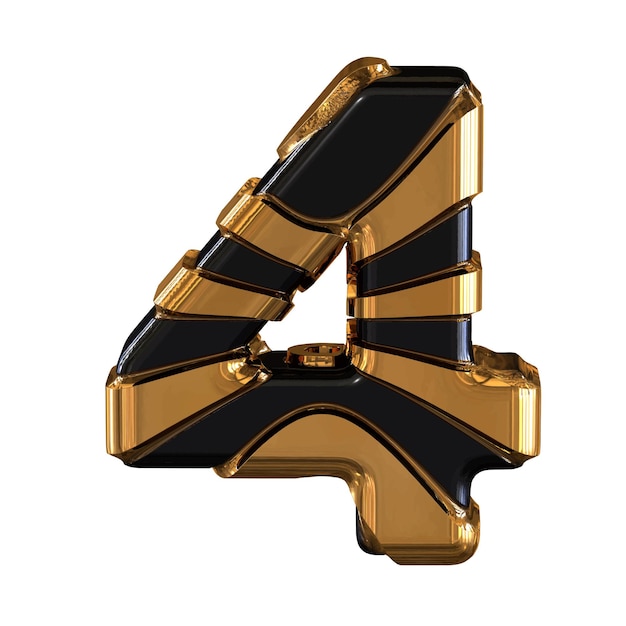 Vector black and gold symbol number 4