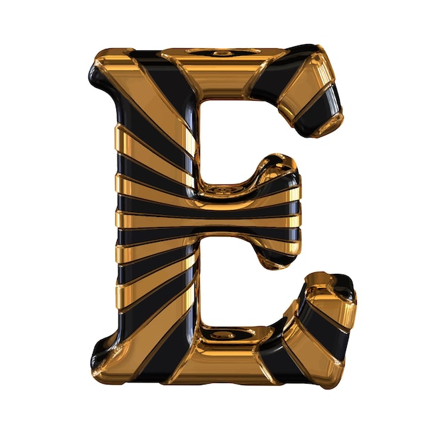 Black and gold symbol with straps letter e