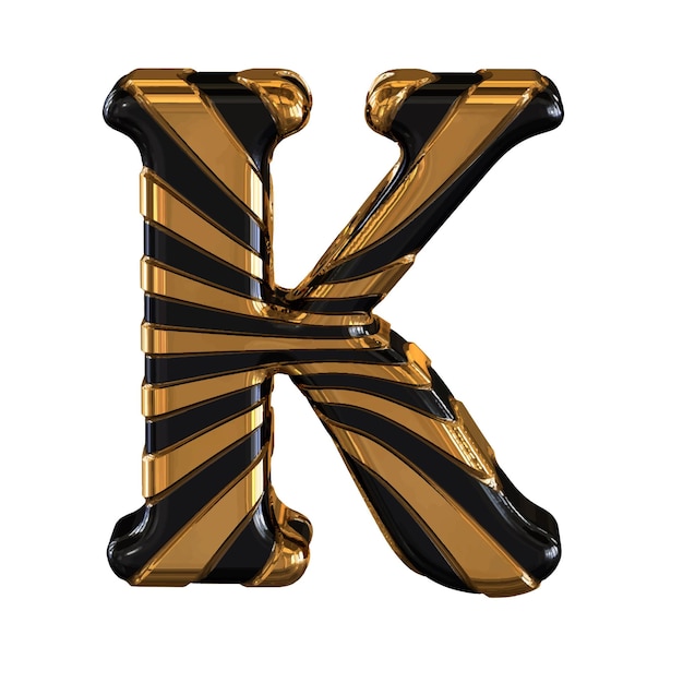 Vector black and gold symbol with straps letter k