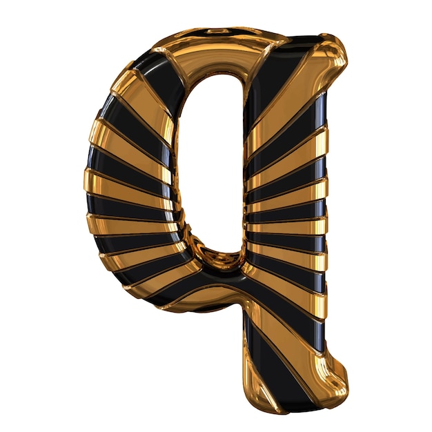 Vector black and gold symbol with straps letter q