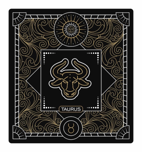 Black and gold taurus zodiac sign