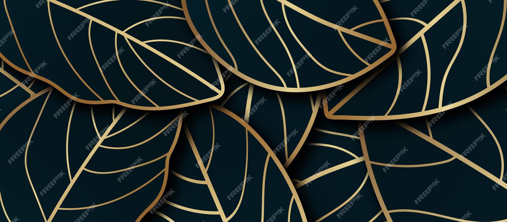 Luxury gold wallpaper. Black and golden background. Tropical leaves wall  art design with dark background 18724931 Vector Art at Vecteezy