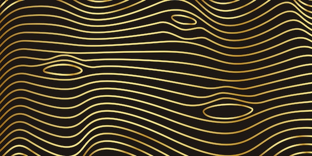 Vector black and gold waves texture background