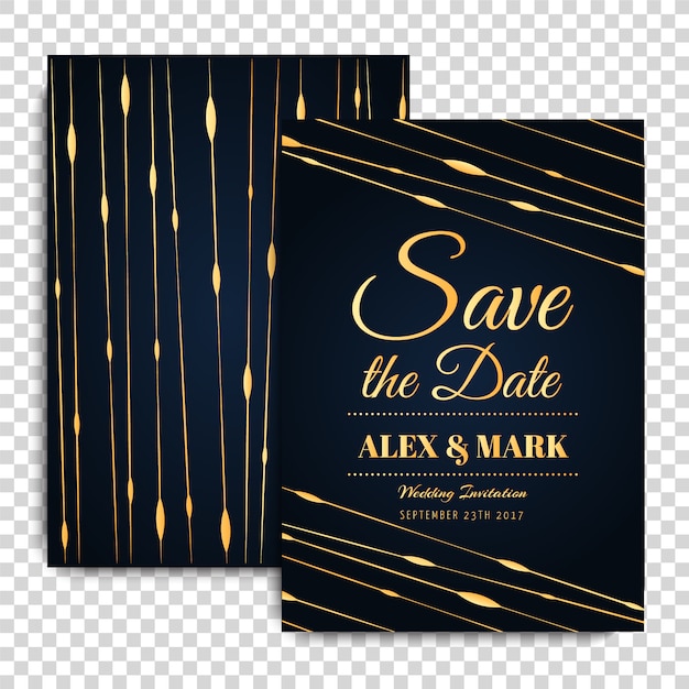 Vector black and gold wedding card