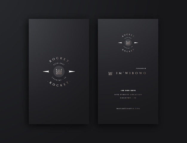 Vector a black and gold white vertical business card editable template