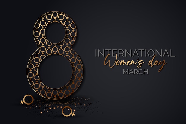 Black and gold woman's day background vector