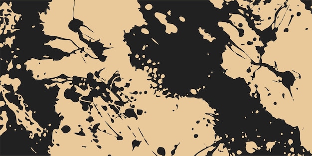 黒と金色のブラシの詳細なインクの飛び散りの背景デザイン