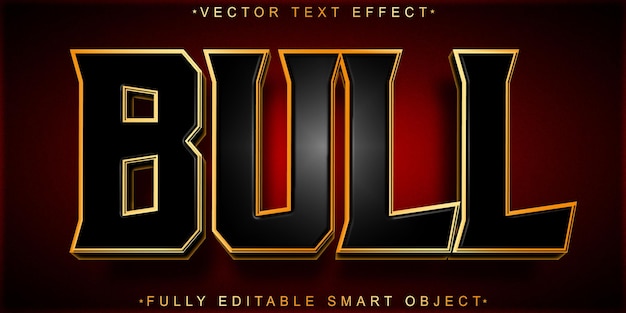 Vettore black and golden bull vector effetto di testo dell'oggetto intelligente completamente modificabile