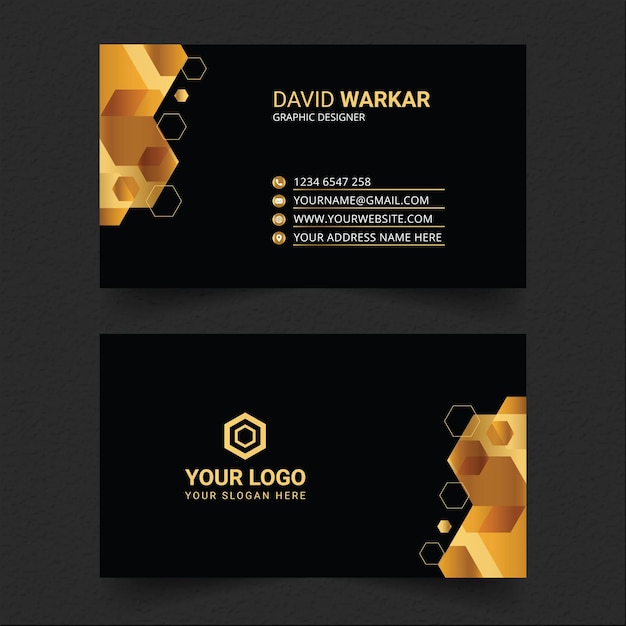 Black and golden business card design, luxury elegant visiting card template