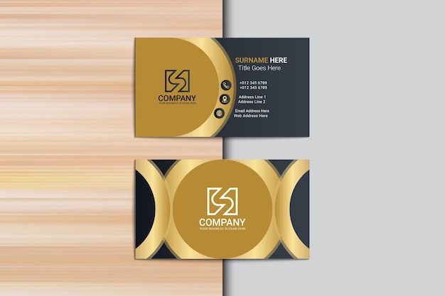 Black and golden business card template design