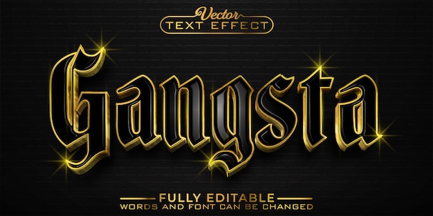 Vector black and golden gangsta vector editable text effect template