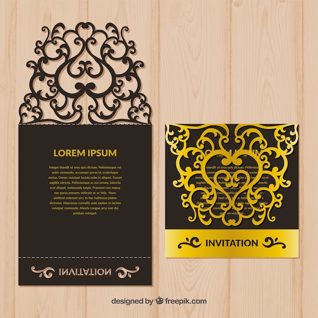 Black and golden laser cut template